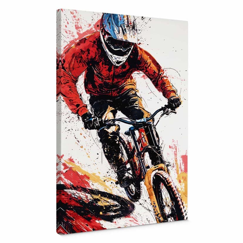 Stampa su tela Dinamico ciclista di montagna - Jaszke