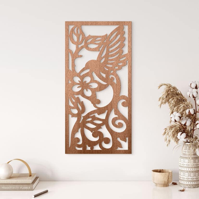 Decoro in legno Fiori di colibrì