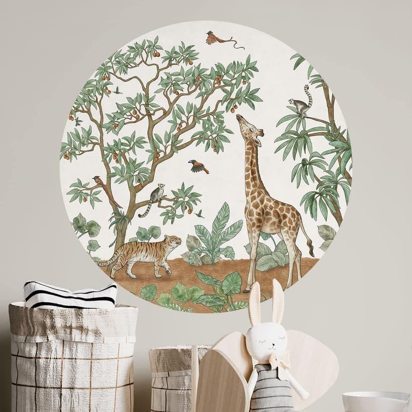 Adesivo murale per bambini - Oggetti nascosti animali della giungla - Kikki Belle - Rotondo