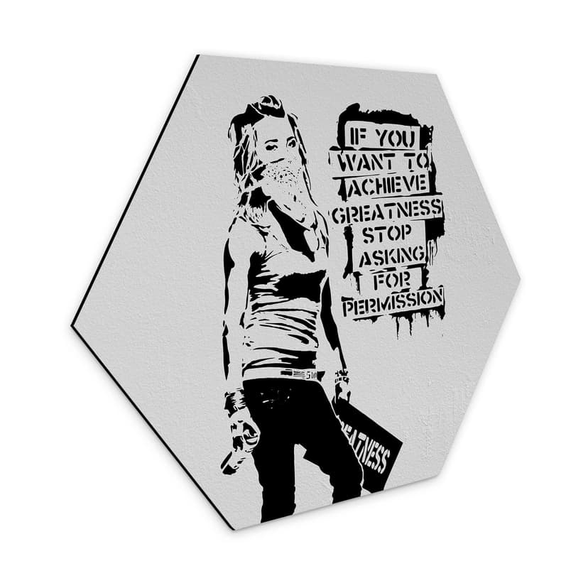Esagono Alu-Dibond Banksy - Achieve Greatness