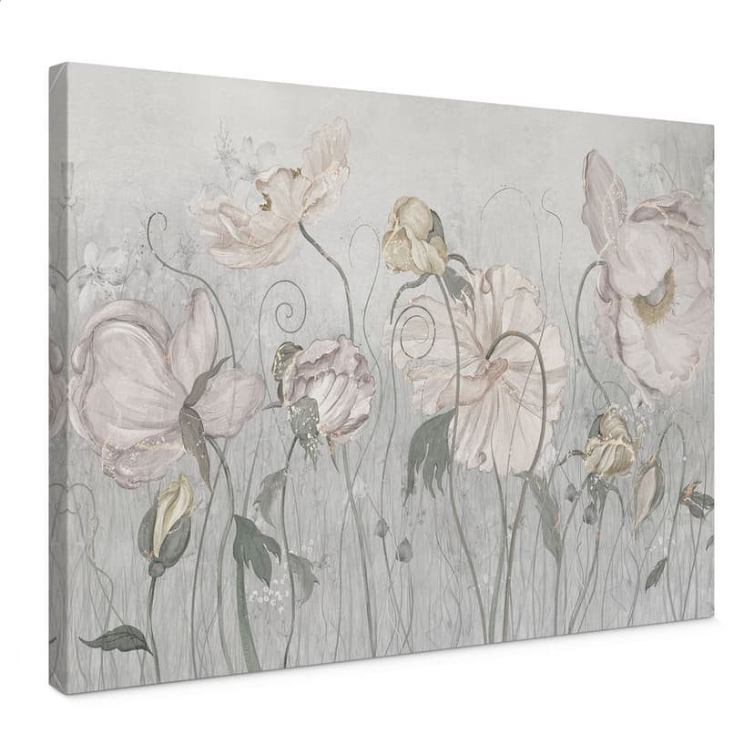 Stampe su tela di fiori in stile vintage in grigio - Ms Tiff
