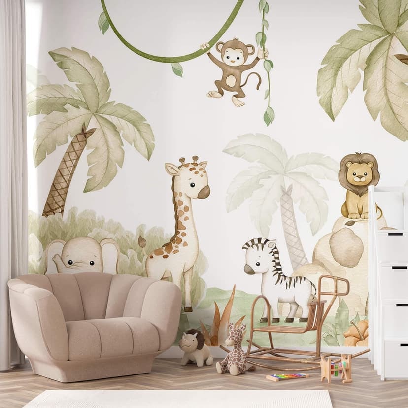 Fotomurale Oliver Robins - Animals and Palm Trees