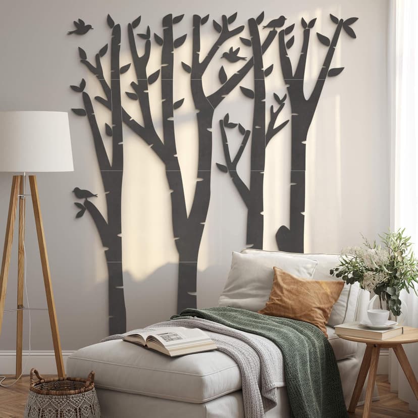 Decoro MDF Betulla - Foresta con uccelli