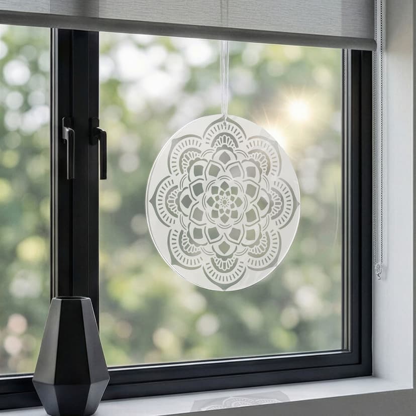 Stampa su acrilico, quadro di finestra da appendere Ornamento geometrico del mandala - rotondo