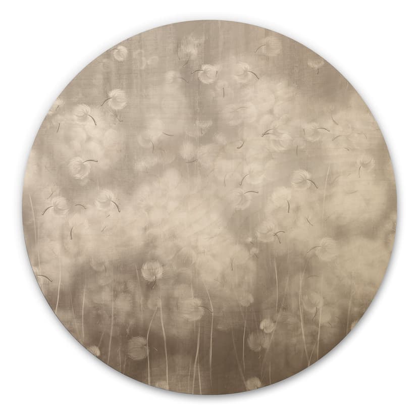 Stampa su legno Dandelion Dream in beige - Ms Tiff - Rotondo