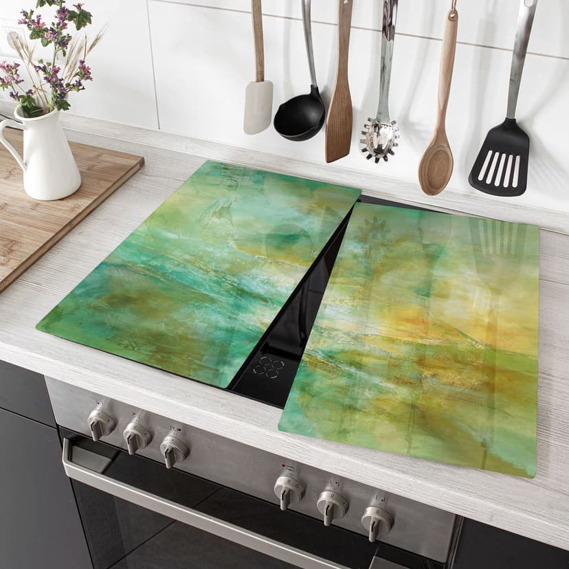 Piastra di copertura del fornello Abstract horizon in verde lime - Schmucker