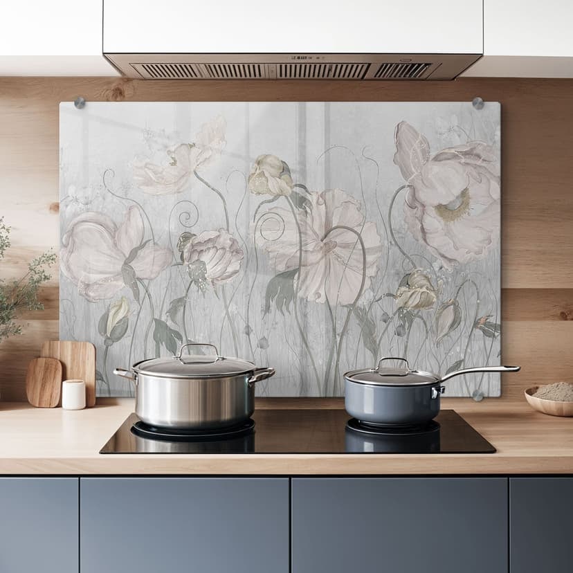 Pannello paraschizzi con fiori in stile vintage in grigio - Ms Tiff