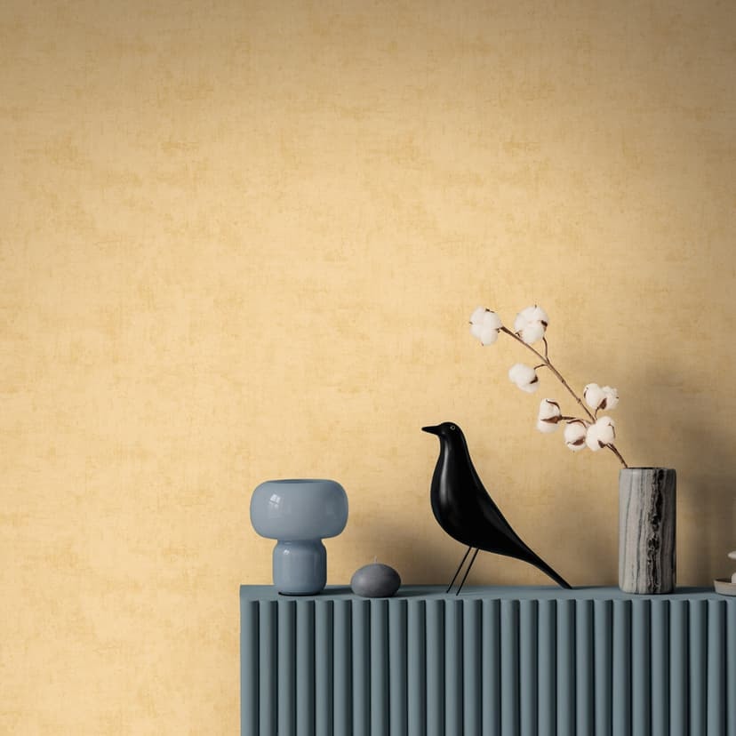 Carta da parati minimalista in tessuto non tessuto - sottile disegno di foglie in tonalità terracotta e naturale