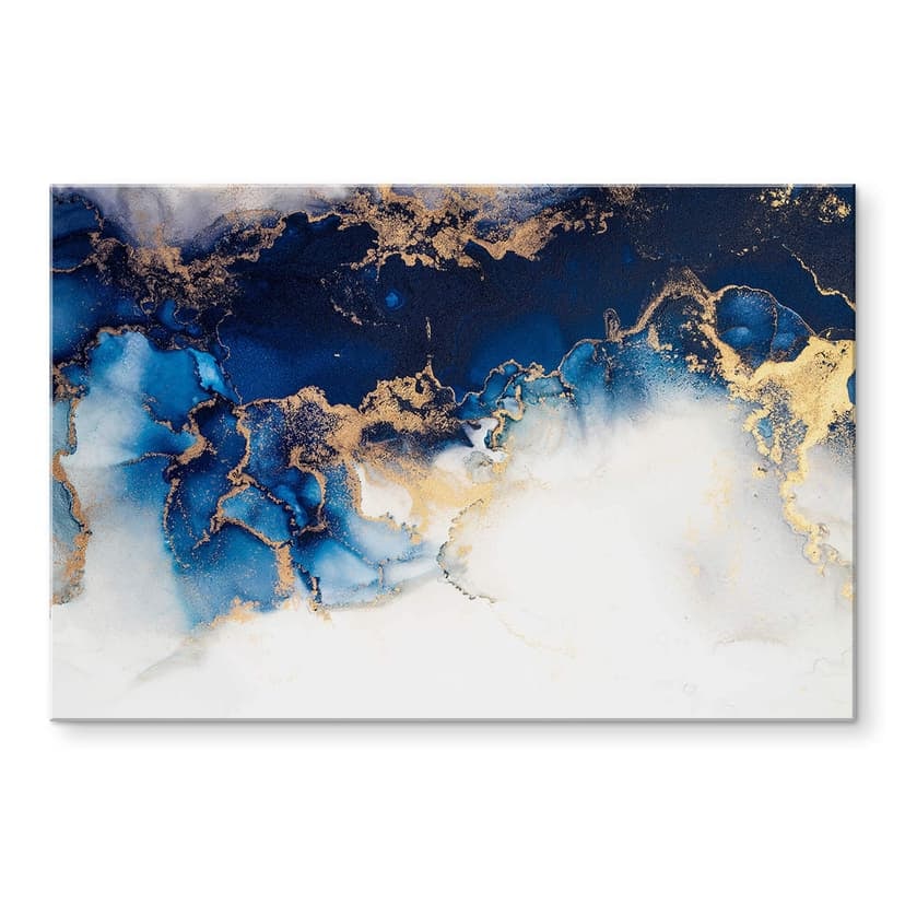 Stampa su vetro acrilico in vetro Marmo astratto con effetto blu e oro