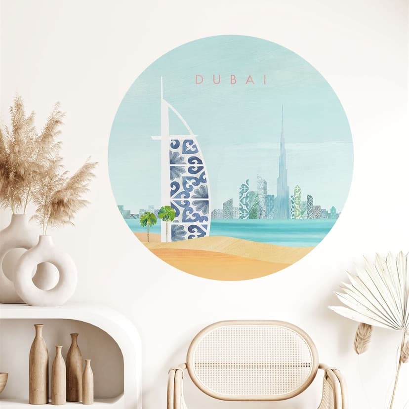Adesivo murale Spiaggia di Dubai - Burj Al Arab - Rivers - Rotondo