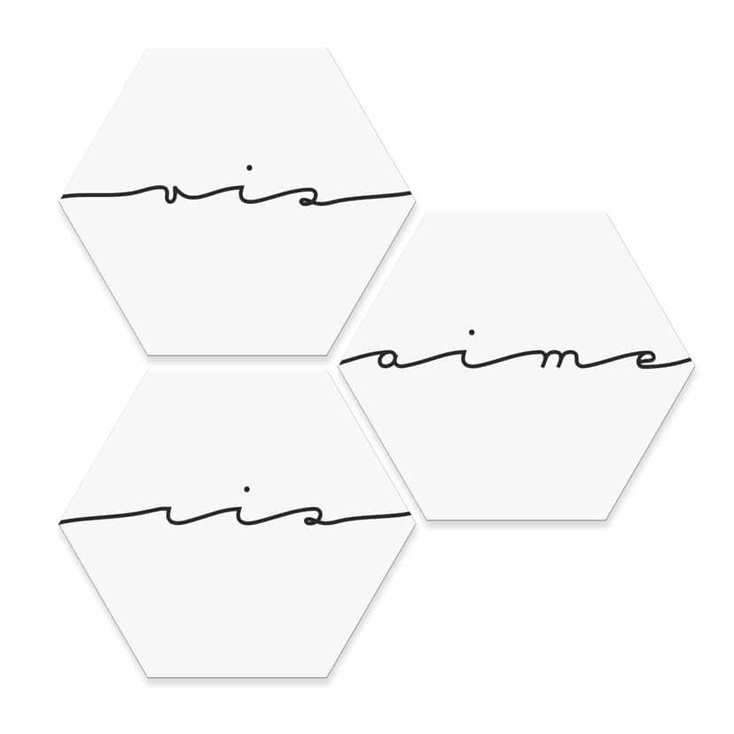 Esagoni Alu-Dibond Vis ris aime (Set 3 pz.)