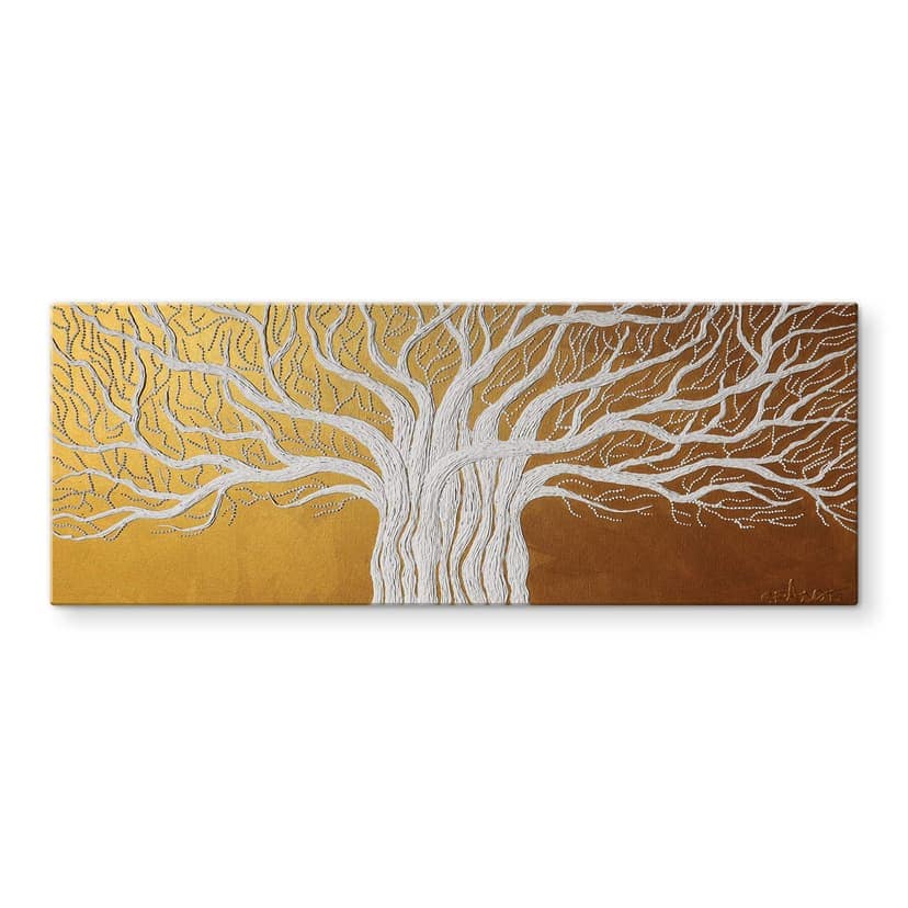 Stampa su vetro Bianco albero della vita astratto - Grande - Panorama