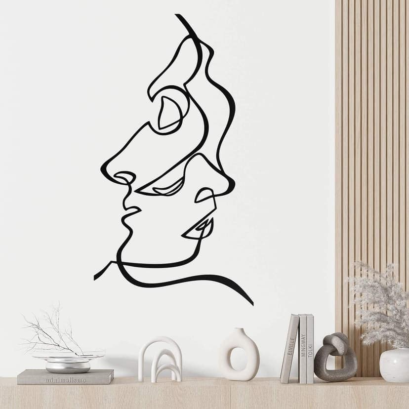 Adesivo murale Line Art - Volti di uomo e donna