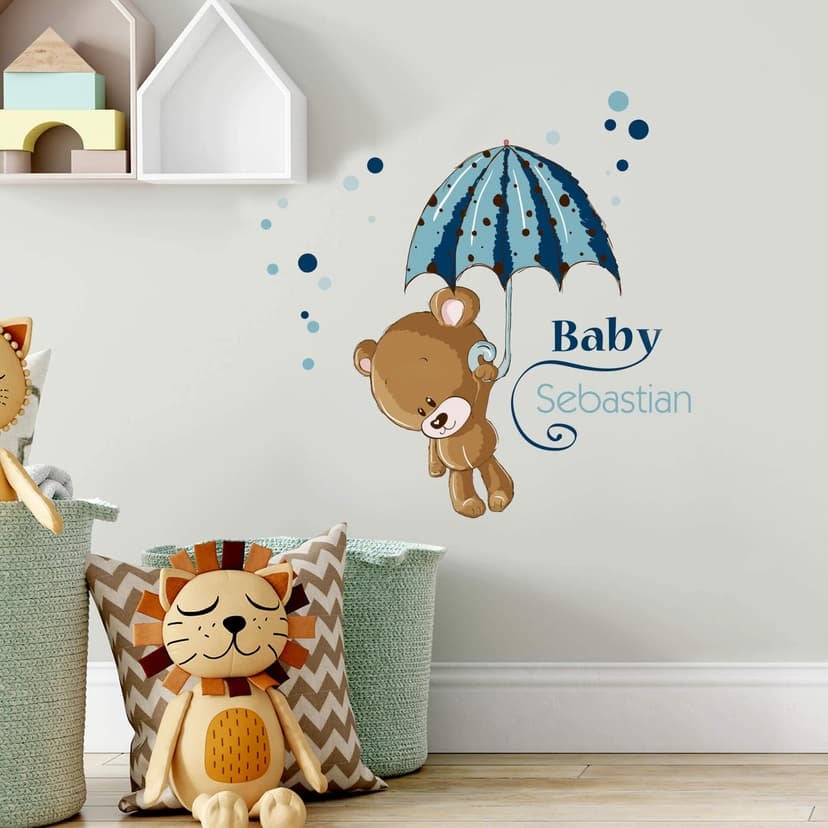 Adesivo murale Baby + Nome - blu