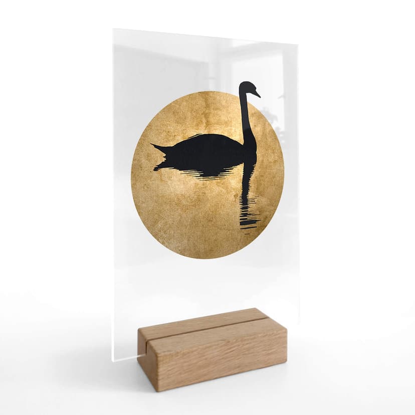 Decoro acrilico + supporto Kubistika - Cigno