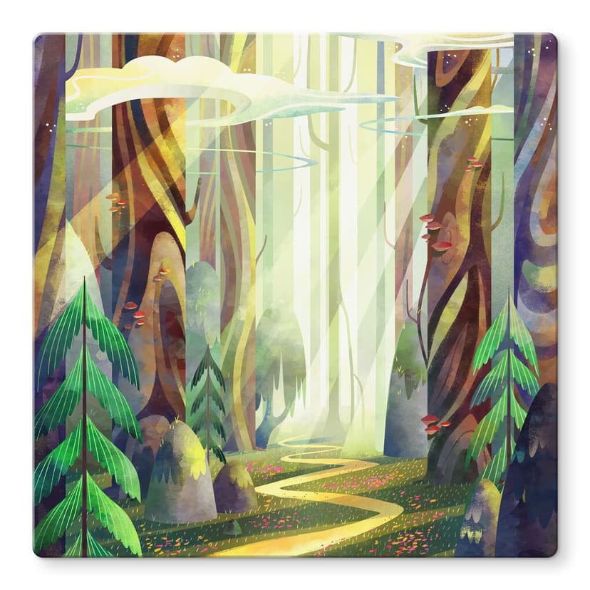Stampa su vetro Foresta incantata nella luce - DigitalArtsi