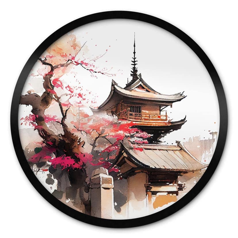 Poster Pagoda giapponese con fiori di ciliegio - Jaszke