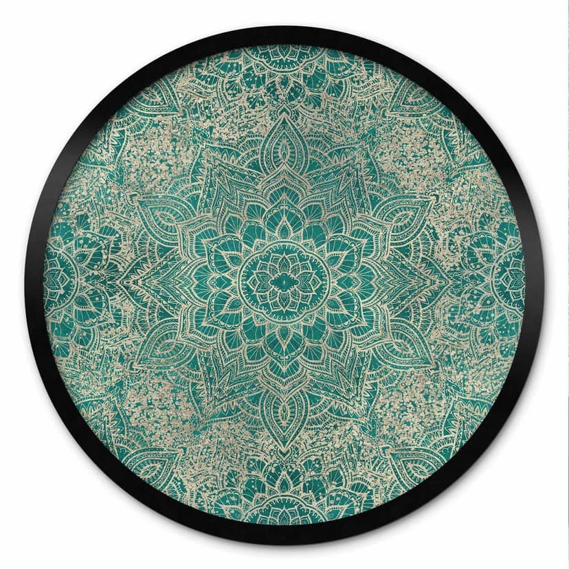 Poster Mandala Boho Oro-Verde - Decorazione floreale - Rotondo