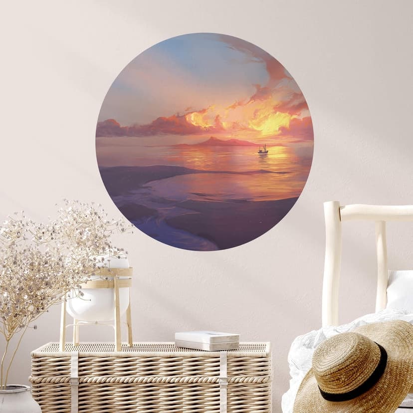 Adesivo murale - Tramonto sul mare - Rotondo