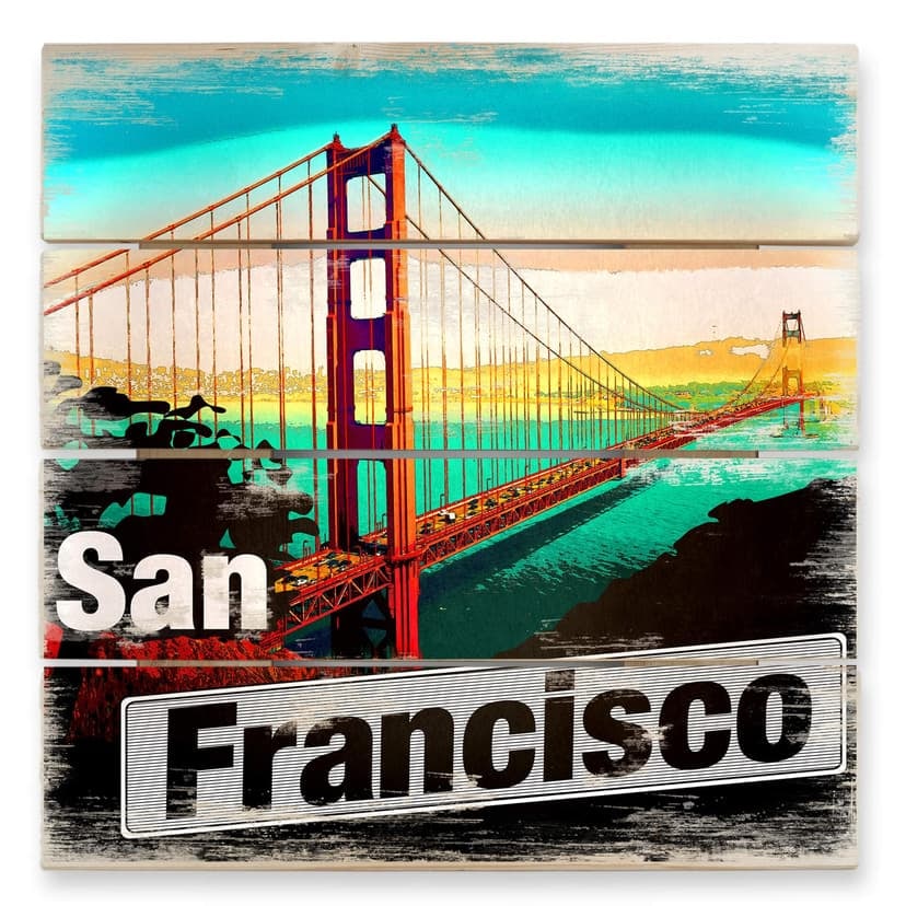 Stampa su legno - San Francisco - stile fumetto