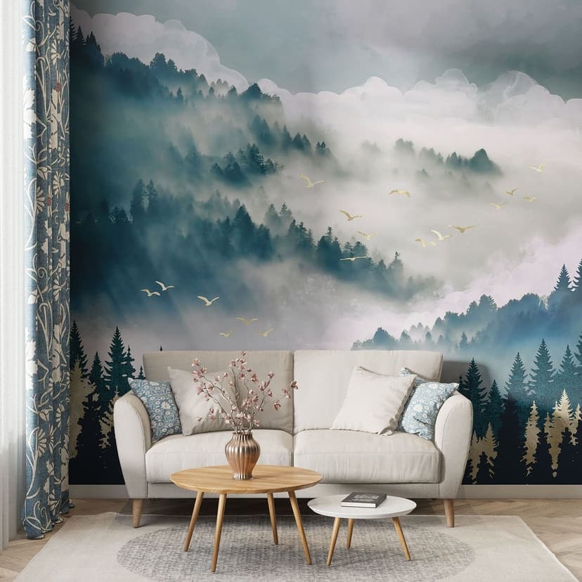 Fotomurale Nebbia misteriosa nella foresta - SpaceFrog Designs