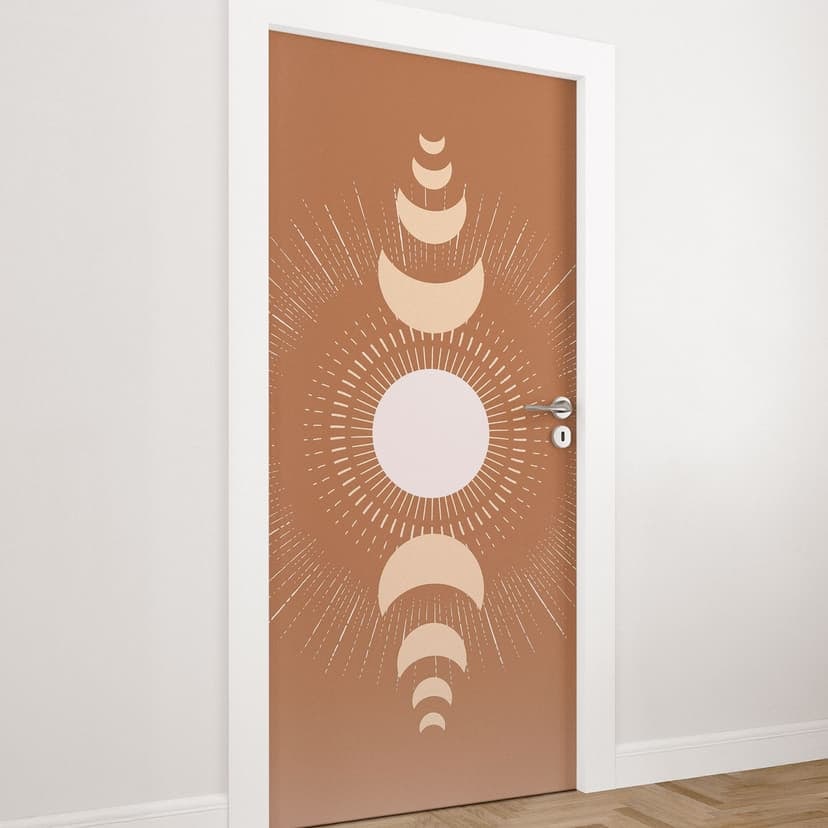Pellicola per porta cicli lunari sole e luna in armonia - KsanaKalpa - Decorazione autoadesiva per p