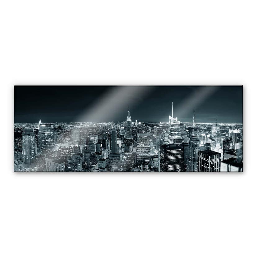 Stampa su vetro acrilico New York at Night 2 - Panorama