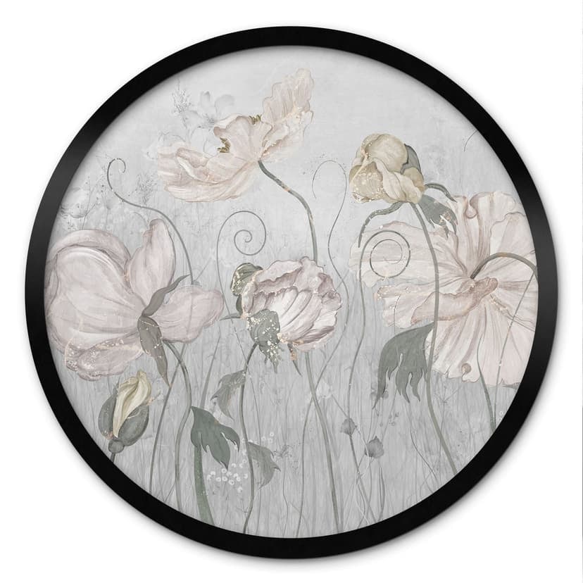 Poster di fiori in stile vintage in grigio - Ms Tiff - Rotondo