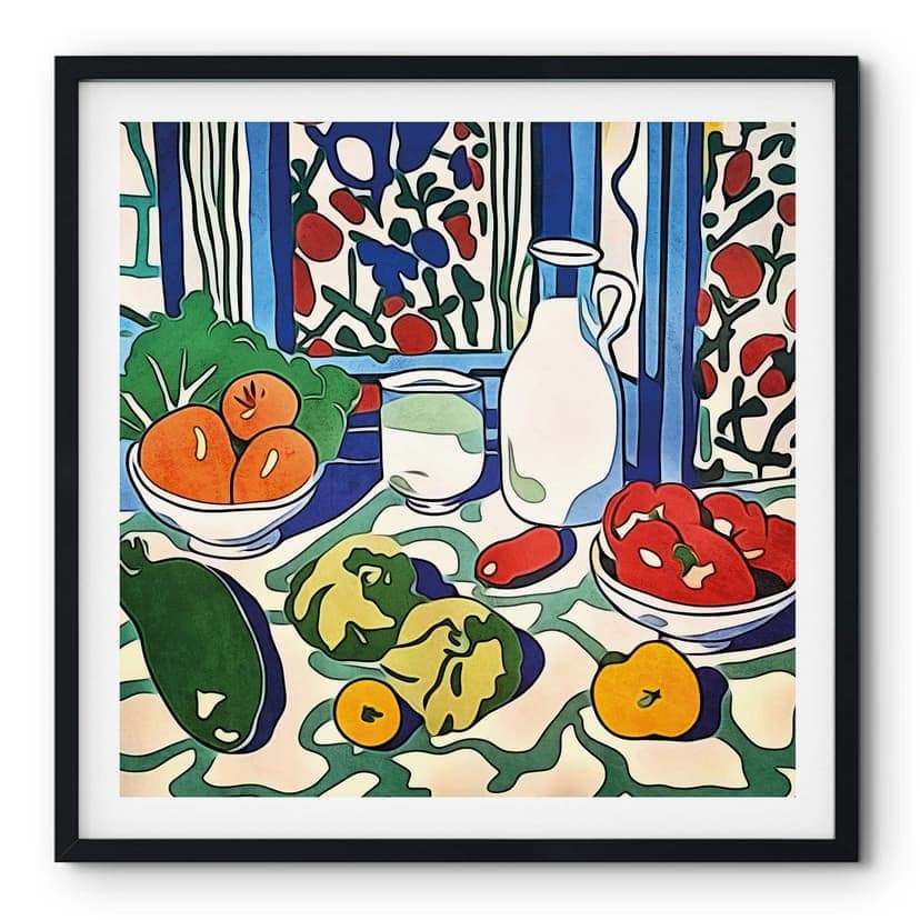 Poster Frutta e verdura sul tavolo della cucina - Ispirato a Matisse - Zamart