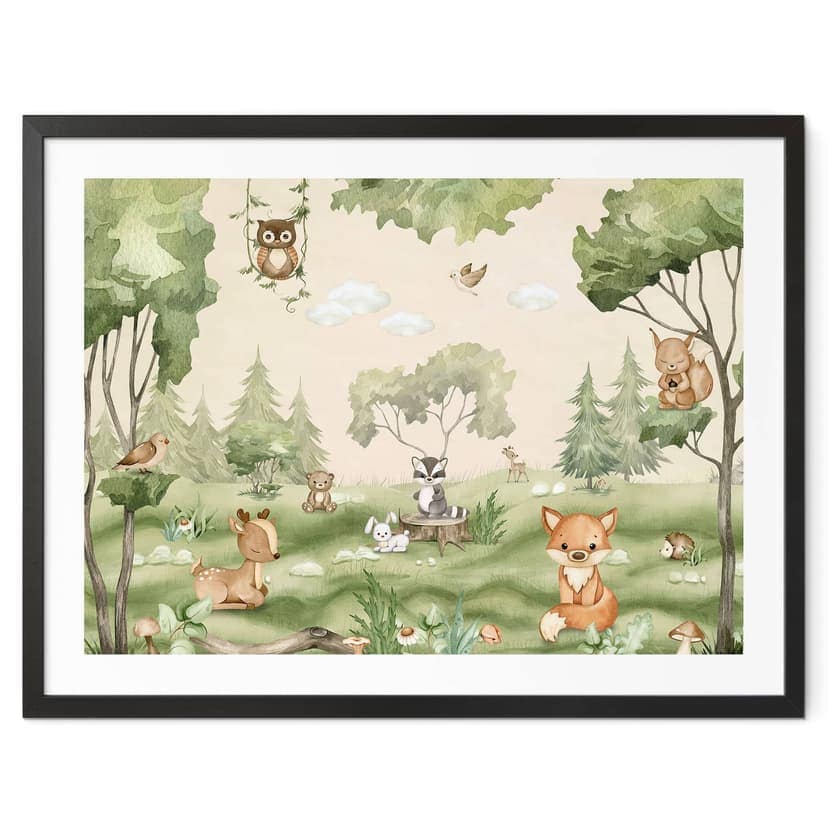 Poster per bambini Simpatici animali nel cuore della foresta - Oliver Robins