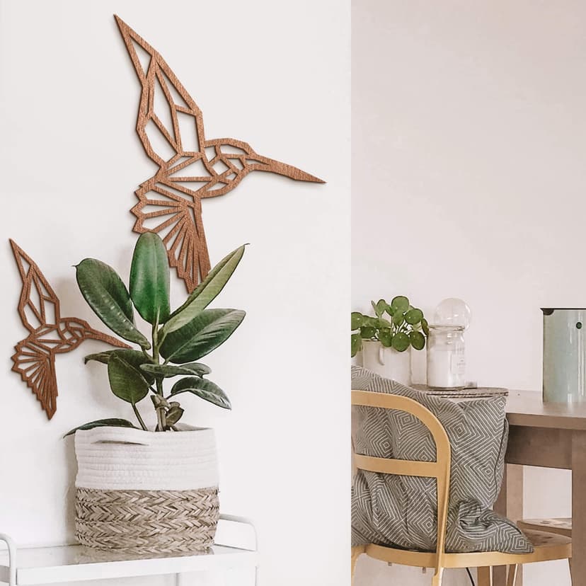 Decorazione in mogano - Colibrì origami