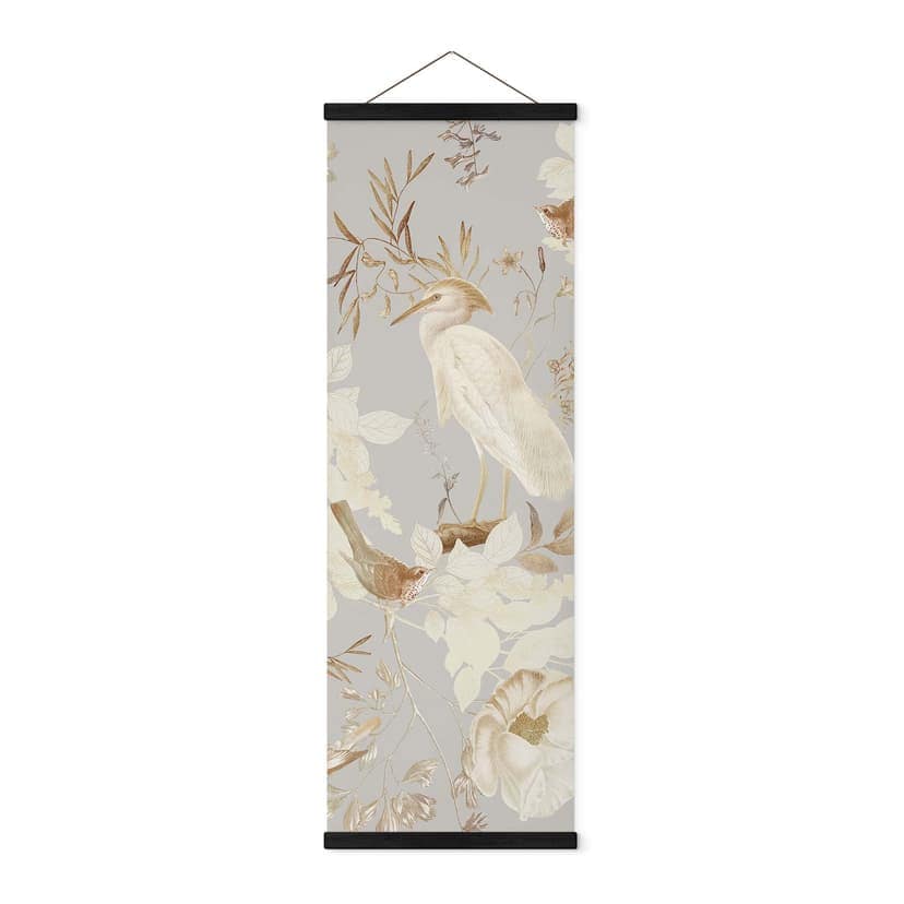 Poster tessile Uccelli tra fiori bianchi - UN Designs