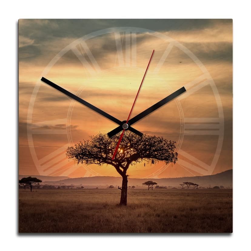 Orologio in legno - Tramonto in Africa