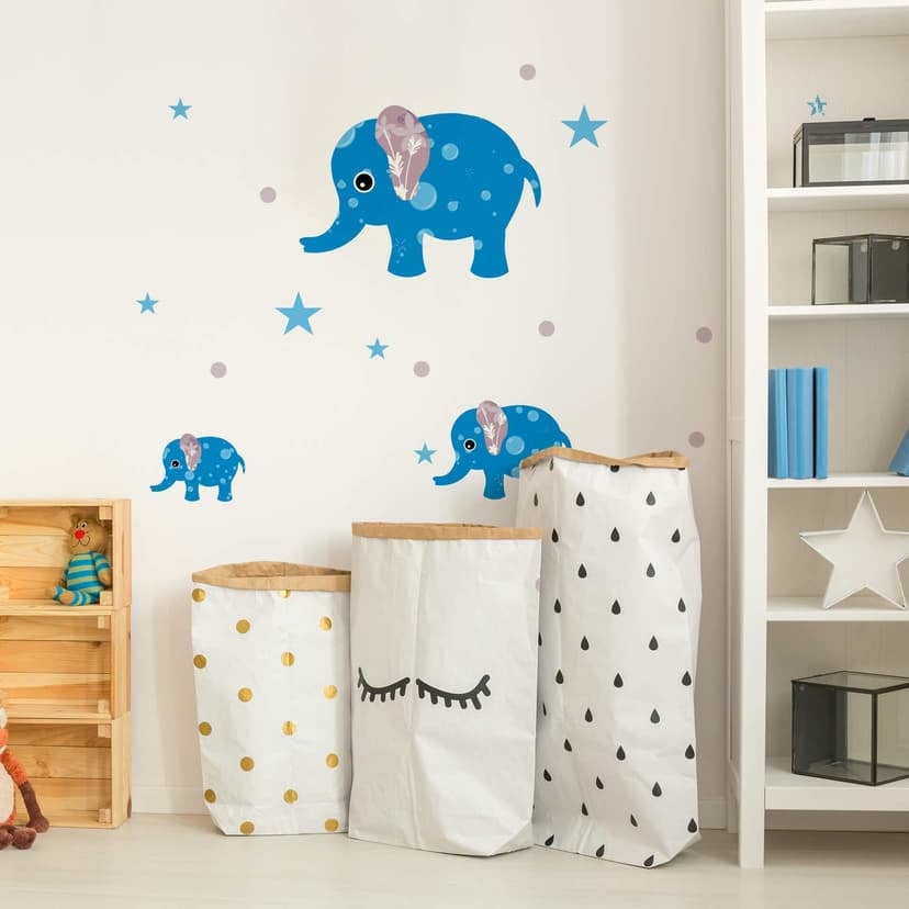 Adesivo murale - Set elefanti blu