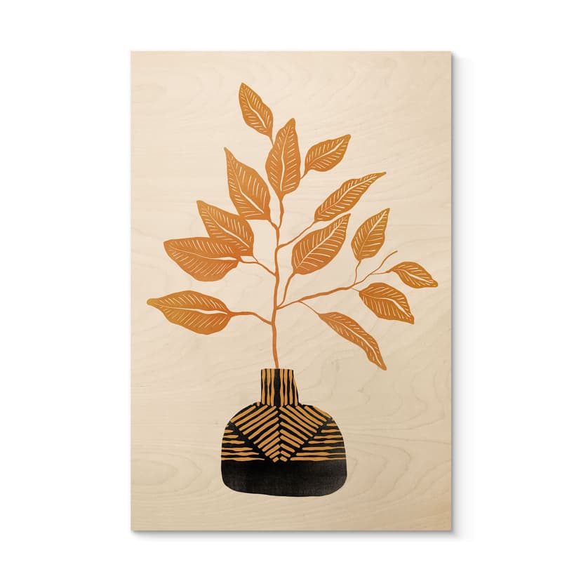 Stampa su legno Ramo d'oro con foglie - Cats & Dotz
