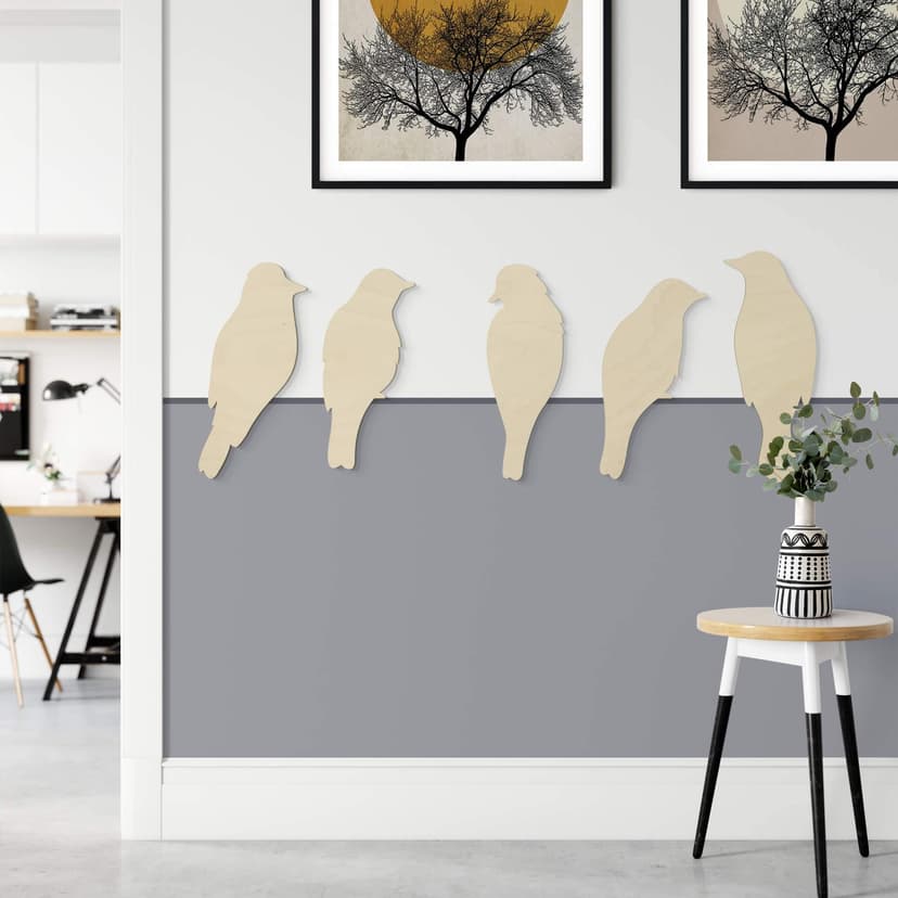 Decoro in legno - Uccelli (5-pz.)