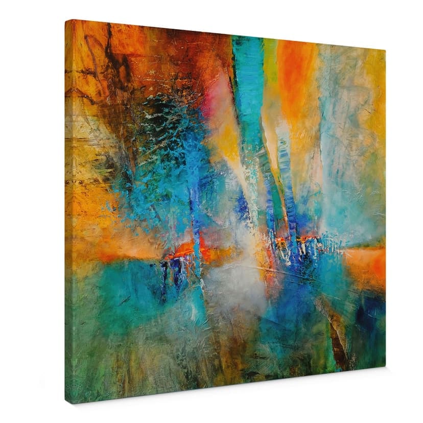 Stampe su tela Astratto - Luce urbana in blu e arancione - Schmucker - Quadrato
