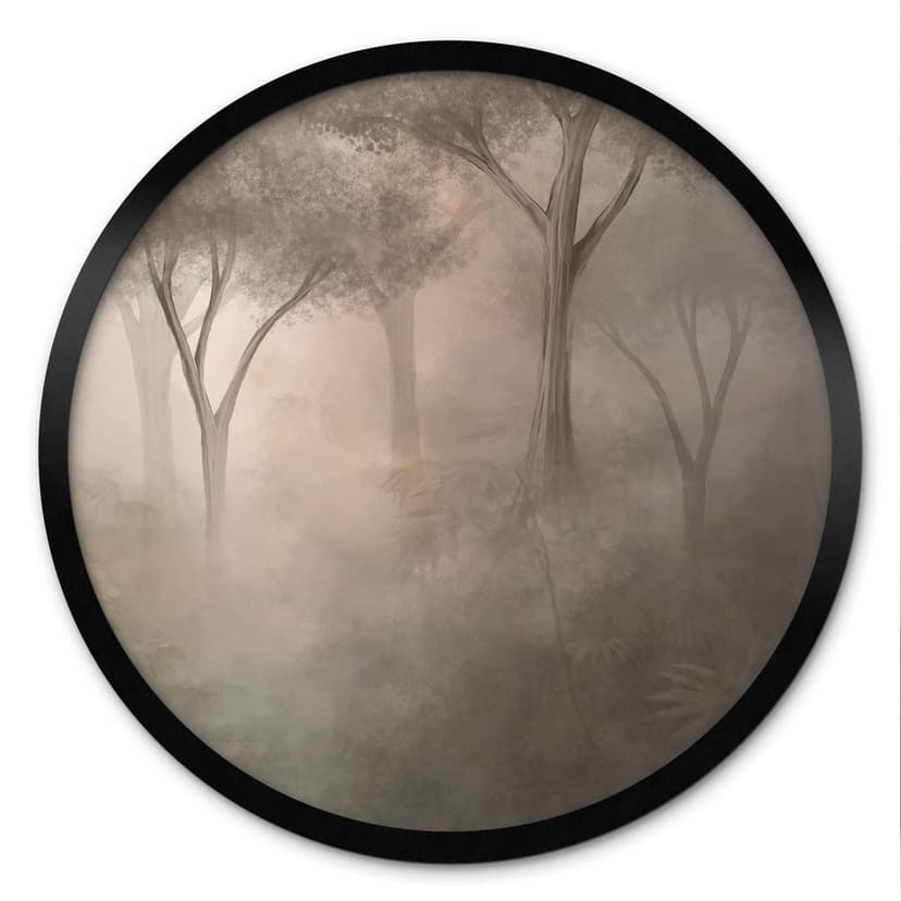 Poster Foresta magica nella nebbia del mattino Beige - Ms Tiff - Rotondo