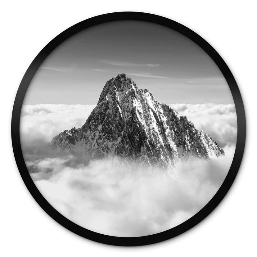 Poster Picco della montagna sopra le nuvole bianche