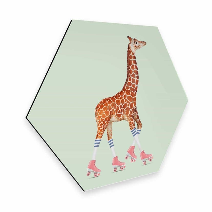 Esagoni Alu-dibond Loose – Rollerskating Giraffa