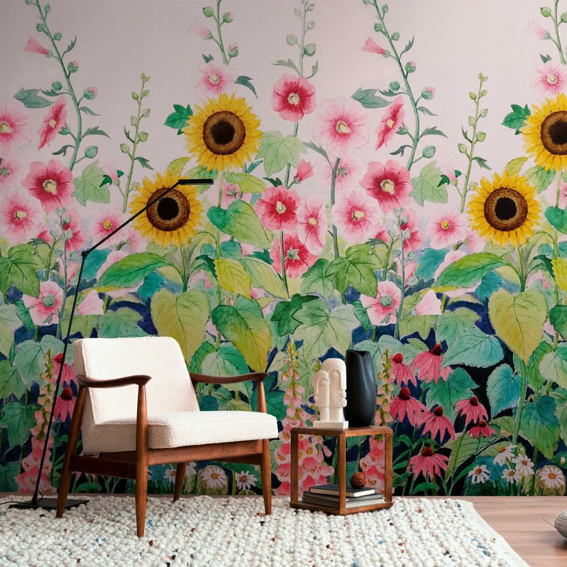 Carta da parati a fiori colorati con girasoli - Carta da parati in tessuto non tessuto per camera da letto e soggiorno