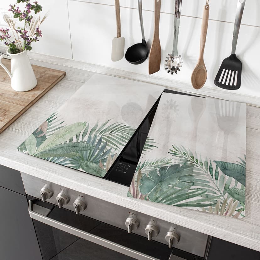 Piastra coprifornello jungle leaves verde acquerello - Bloomery Decor