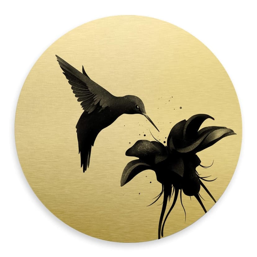Alu-Dibond tondo Ireland - Colibrì oro