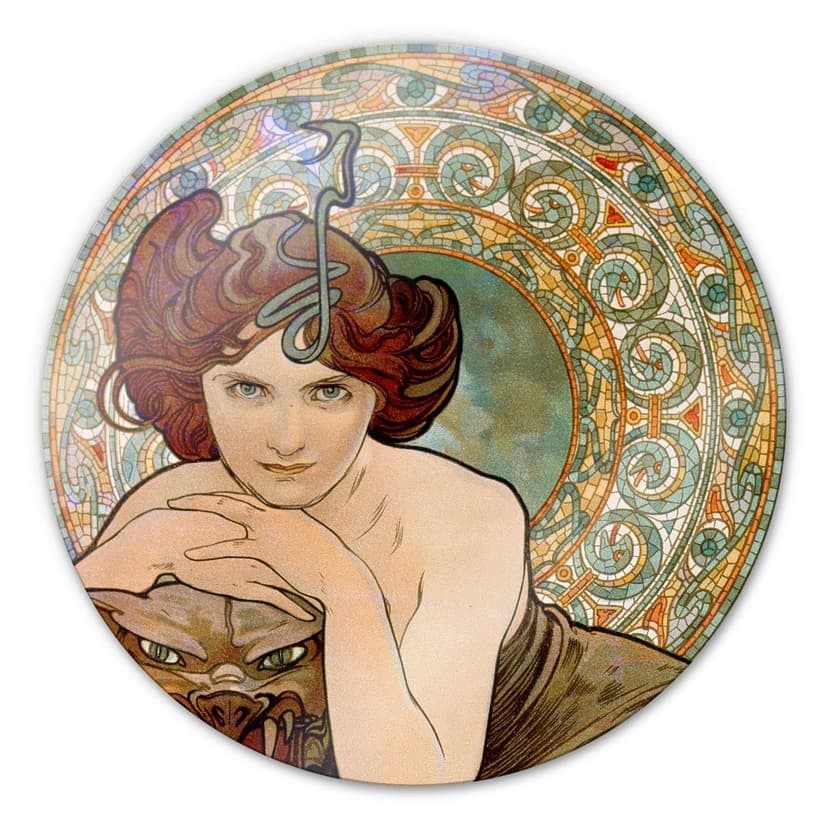 Mucha - pietre preziose: smeraldo - tondo