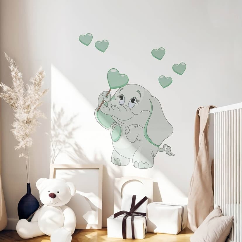 Elefantino con cuori (verde)