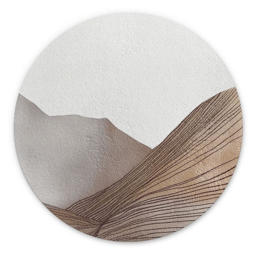 Stampe per pareti Schizzo minimalista di montagna - Alma - Alu-Dibond Round