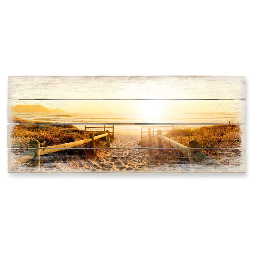 Stampa su legno - Tramonto sulla spiaggia - panoramica