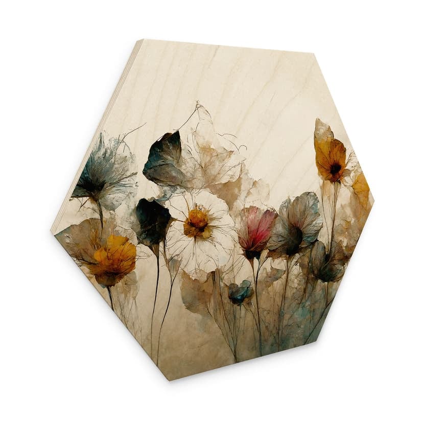 Esagono in legno Bouquet di fiori secchi - Treechild