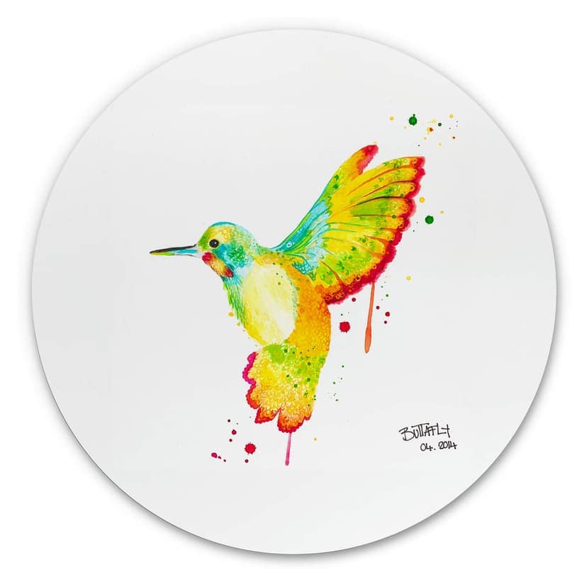 Alu-Dibond Buttafly - Colibrì - tondo