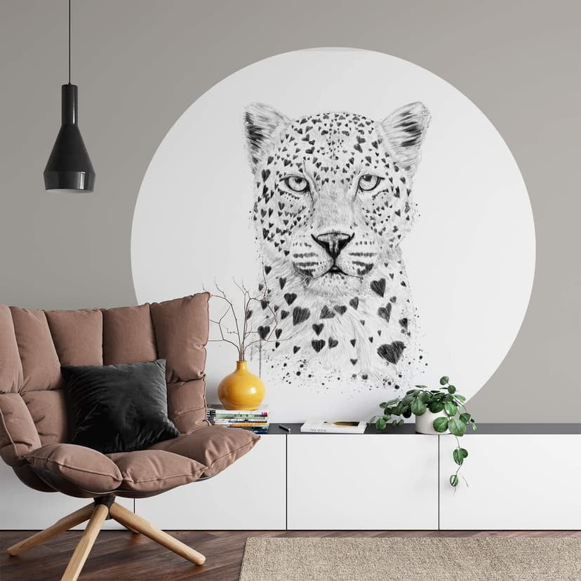 Fotomurale Solti - Leopardo - tondo - carta da parati in tessuto non tessuto/carta da parati in tess